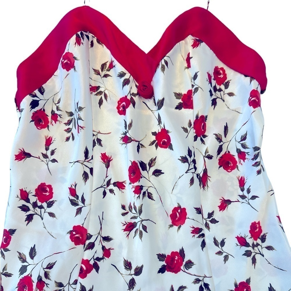 Vintage Y2K Coquette Satin Rose Print Slip Dress - Picture 5 of 12